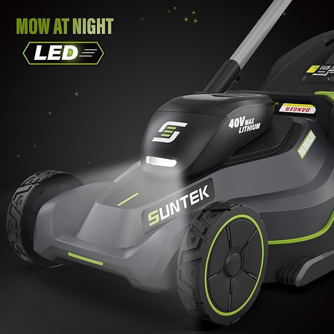 SUNTEK 40V 18-Inch Cordless Electric Lawn Mower, Digi-Brushless Walk-Behind Lawn Mowers, 4.0Ah Lithium-ion Battery and Rapid Charger Included, APP Compatible, SLM4417A