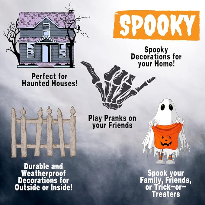 SCS Direct Piranha Fish Skeleton Halloween Decoration (2 Pack) 10" Long - Weather Resistant for Indoor/Outdoor - Upgrade Your Fall Graveyard Haunted House Party Props, Trick-or-Treat Decor