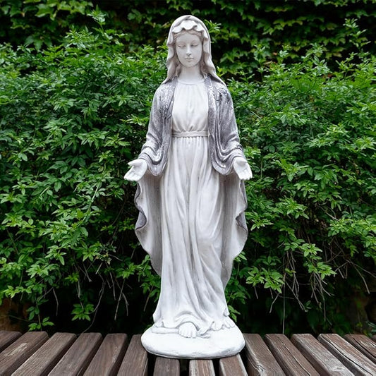 Outdoor Virgin Mary Statue, Garden Blessed Mother Religious Statue, Garden Sculptures for Patio Decorations Home Yard Hallway, Blue
