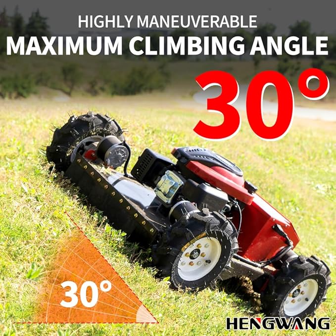 Remote Control Lawn Mower Electric Start 30° Climbing Four-Wheel Drive 7.5HP All Terrain Grass Cutter Yard Mower (HW-196-55JY)