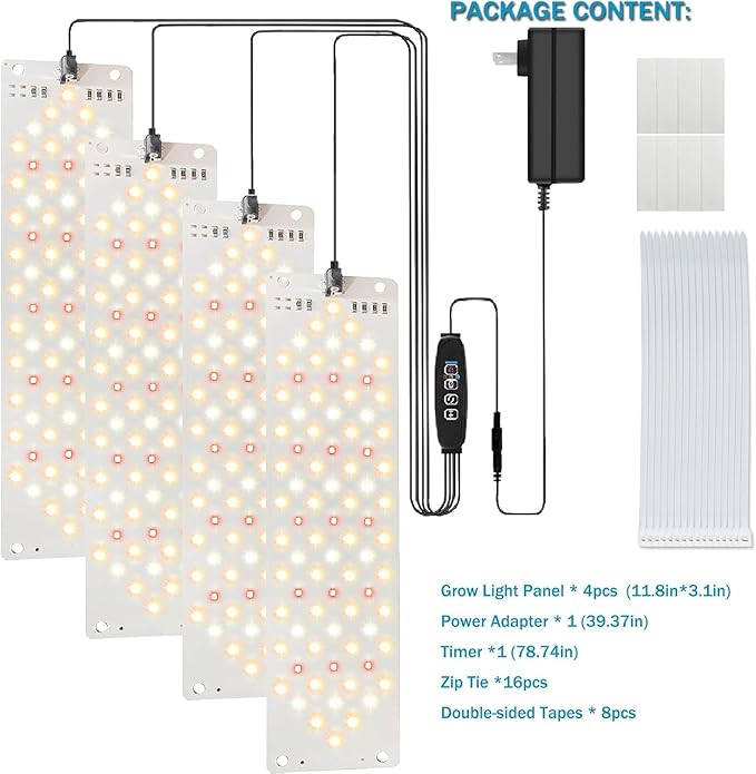 Led Grow Light,Grow Lights for Indoor Plants Full Spectrum, 316leds Plant Lights for Indoor Growing with 3/9/12H Timer, 10 Types of Brightness Grow Light for Seed Starting (4pcs)