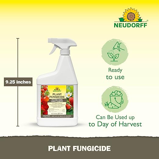 Plant Fungicide Spray, Copper Soap Fungicide for Roses, Fruits & Vegetables Control Powdery Mildew and Other Diseases and Fungus for Organic Gardening, Ready-to-Use (32 oz)