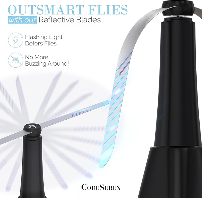 Fly Fans for Tables (4 PCS) - Soundless Fly Swatter Fan for Outdoor Restaurant, Marina, BBQ and Picnic