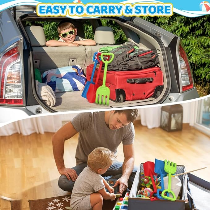 Dilabnba 16'' Beach Sand Shovels Spade Scoop Rake Tool for Kids Toddlers, Garden Snow Beach Sandbox Shovels Toy for Digging, Gift for Boys Girls- 3 PCS/Plastic