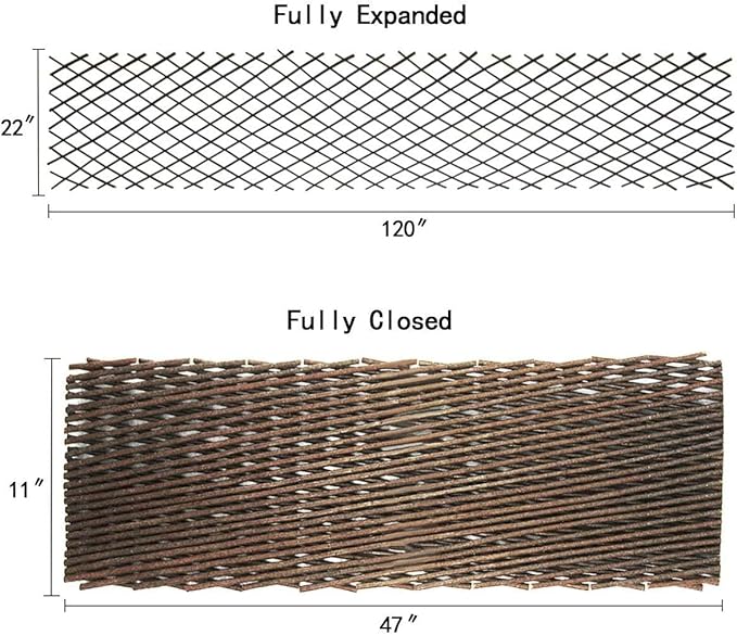 Nature Willow Trellis Expandable Plant Support Plant Climbing Lattices Trellis Willow Expandable Trellis Fence for Climbing Plants Support 36x92 Inch,Double Panel (2, Willow Wicker Fence)