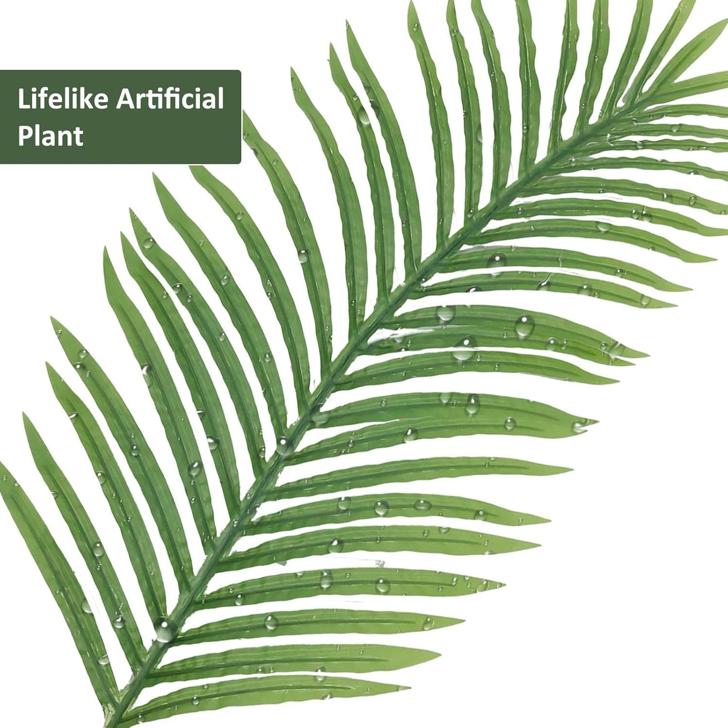 Artificial Fake Palm Tree 4FT 1Pack with White Planter & Free Moss, UV Resistant Artificial Palm Tree for Outdoors, Fake Plants for Poolside Home Room Decor, Faux Plants Outdoor Decor