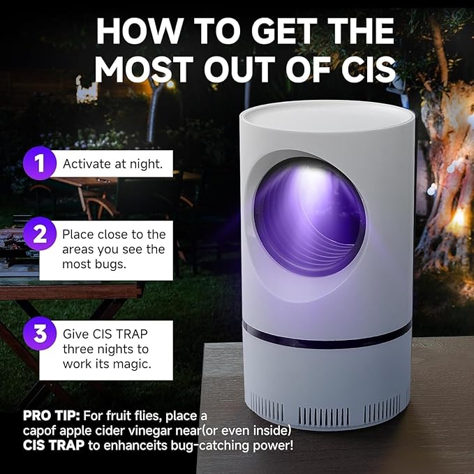 Flying Insect Trap, Fruit Fly Trap for Indoors, Fly Traps Indoor for Home Gnat Traps House Indoor, Bugs Pest Trap with Super Strong Suction and Quiet Operation, 5 Sticky Glue Boards