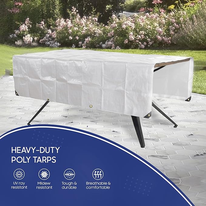 Tarps Now 30x30 Feet Poly Tarp |12 MIL Heavy Duty Waterproof Cover |Rip and Tear Proof Plastic Tarp with Rustproof Aluminum Grommets & Reinforced Edges |Ideal for Roof Repairs, Landscaping-White
