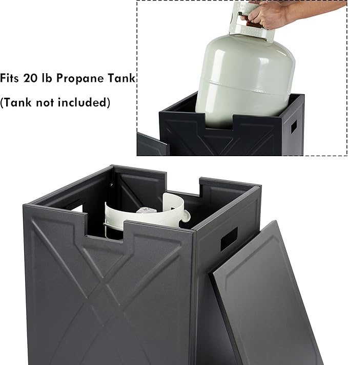 Propane Tank Cover, Propane Tank Storage Hideaway Table for Gas Fire Pits, Gas Tank Holder Storage Side Table for 20 lb Propane Tanks - Black