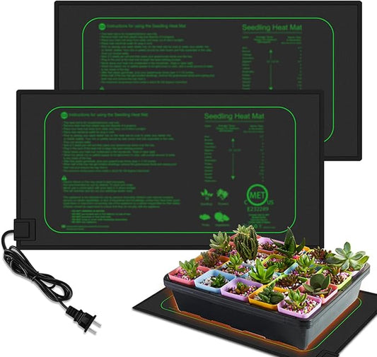 GYTF 21W Seedling Heat Mat for Seed Starting, 10" x 20.75" Waterproof Heating Pad for Indoor Plants Germination Hydroponic, MET Standard - 2 Pack