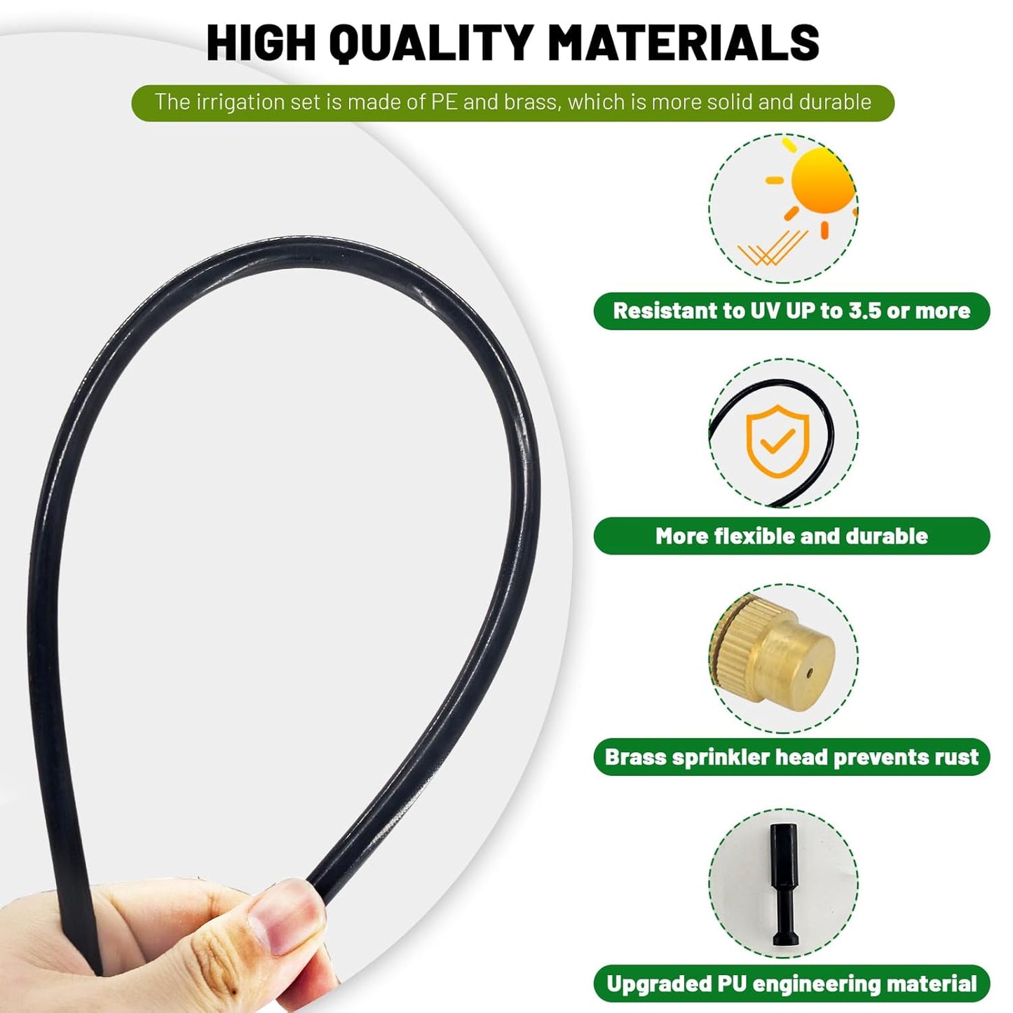 360° Adjustable Drip Irrigation System - 66FT Garden Watering System with 22 Nozzles, Garden Irrigation System, Greenhouse Accessories, Atomizing System for Yard, Lawn, Plants, 5/16 inch Hose