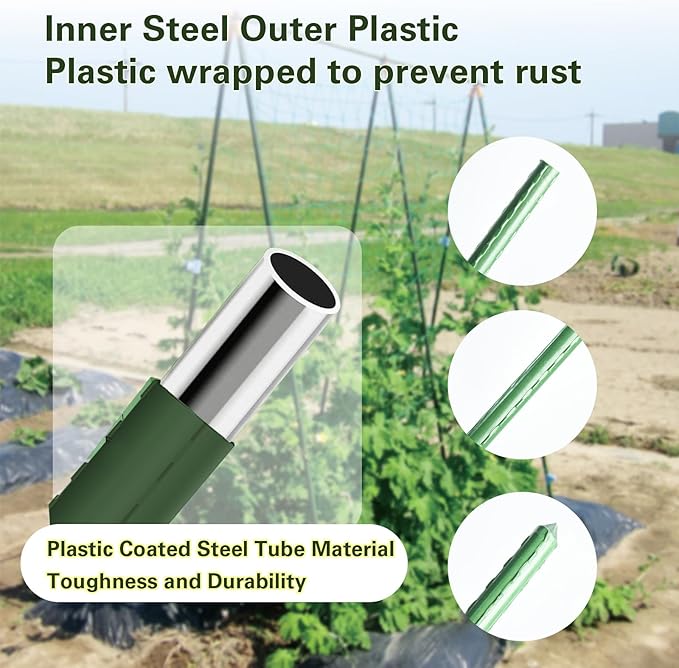 Plant Stakes 36 inch, 3ft Steel Garden Stakes 25 Pack, Sturdy Plant Support for Climbing Plants, Tomatoes, Beans, Cucumbers, Peppers, Flowers, Potted, Strengthen and Stem to Grow Better