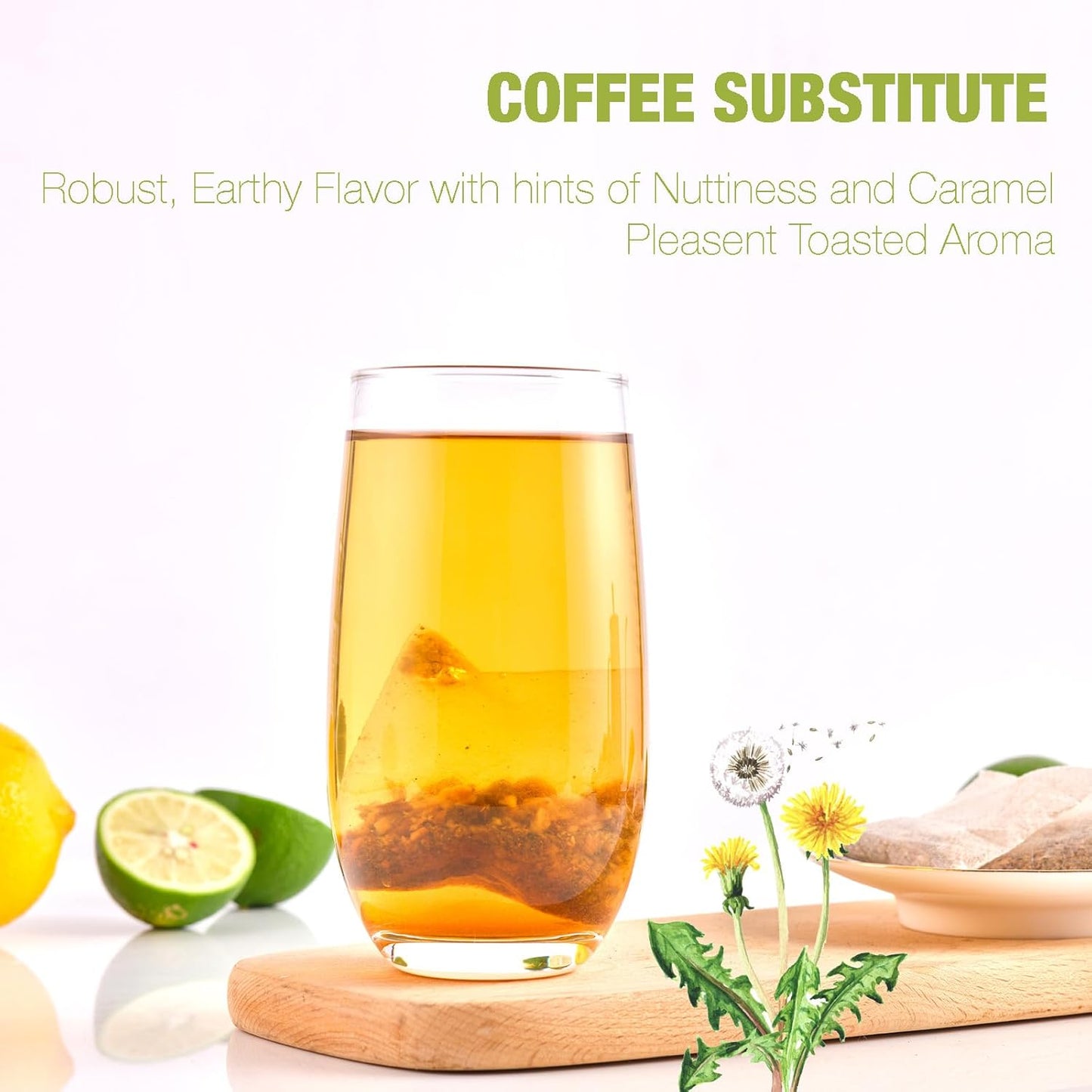 50 Bags Roasted Dandelion Root Tea Bags, 2.5/Bags, Natural Dried Dandelion Root, Health Herb Dandelion Tea Loose Leaf, Caffeine Free