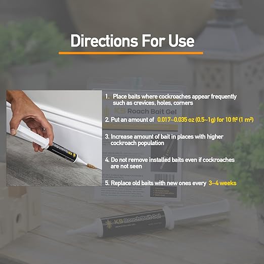 Roach Killer Indoor Infestation for Home(4 PCS) - German Cockroach Killer with 99% Efficacy (97% USA) - Cockroach Gel Bait Syringes - Fipronil 0.05% - Get Fast Results