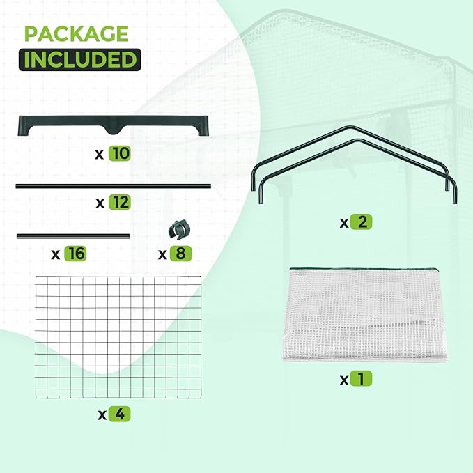 EAGLE PEAK Mini Greenhouse with Wire Shelves, Portable Indoor & Outdoor Green House with Roll-Up Zipper Door, 4 Tier, 27.2"x19.3"x64.2", Clear/White PE Cover