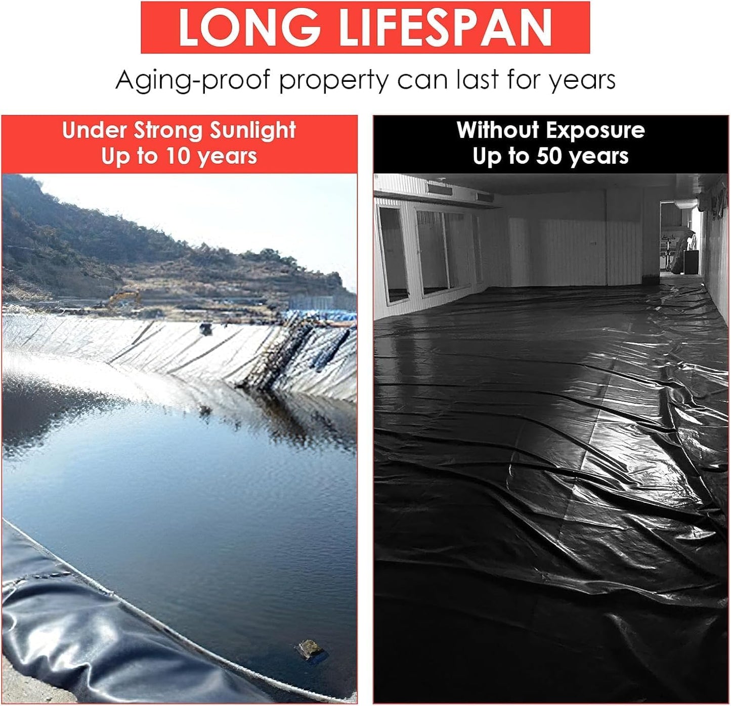 GAOMON 10 x15 Ft Pond Liner, 45 Mil Thickness, Pliable & Durable Epdm Material, Easy Cutting & Uv Resistant, for Fish or Koi, Features, Waterfall Base, Fountains and Water Garden