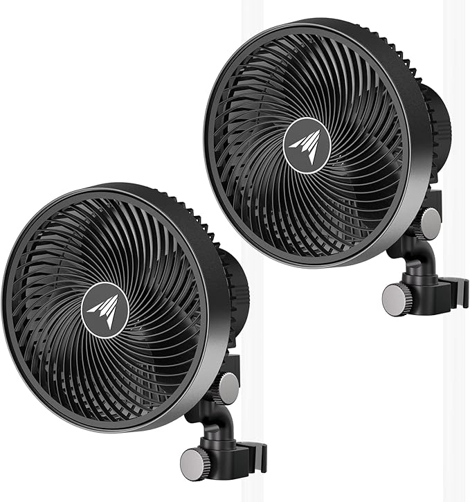 AC Infinity CLOUDRAY S9 2-Pack, Grow Tent Clip Fan 9” with Redesigned Long-Life EC Motor, Custom 10 Dynamic Wind Speeds and 10-Level Oscillation, for Hydroponics Circulation Cooling, 2-Count