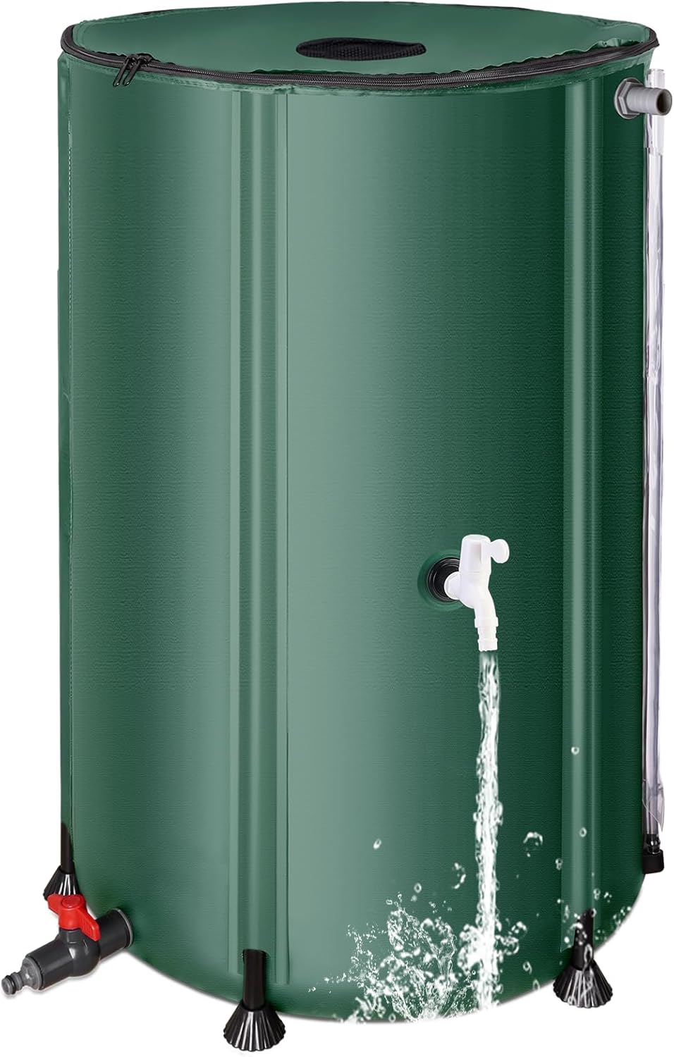 Collapsible Rain Barrel Water Collection System - 100 Gallon Portable Water Storage Tank,Foldable Rainwater Collect System Downspout, Water Catcher Container with Filter, Spigots＆Overflow Kit,Green
