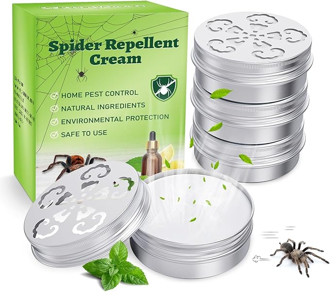 4 Pack Spider Repellent Indoor for Car Engines, Peppermint Oil, Naturally Spider Killer and No-Toxic Stay Away Spider Traps Indoor, Rat, Roach, Mosquito, Bugs & Other Pest Stay Away Spider Spray