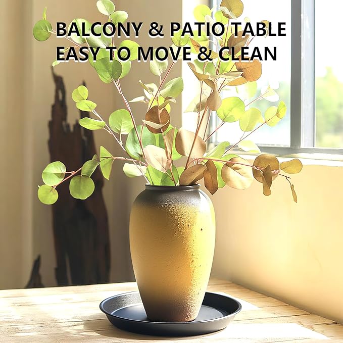 6 Pack 10 Inch Black Round Plant Saucers, Thick PP Plastic Pot Trays for Large Planters, Durable Flower Pot Water Catcher Plates & Drip Trays for Indoor Outdoor Gardening