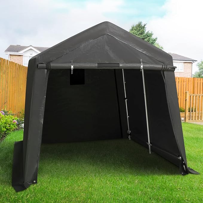 ADVANCE OUTDOOR 8x8 ft Storage Tent with 2 Roll up Doors & Vents Outdoor Portable Shelter Shed Garage Tent Carport for Motorcycle ATV Anti-UV Snow Resistant, Gray