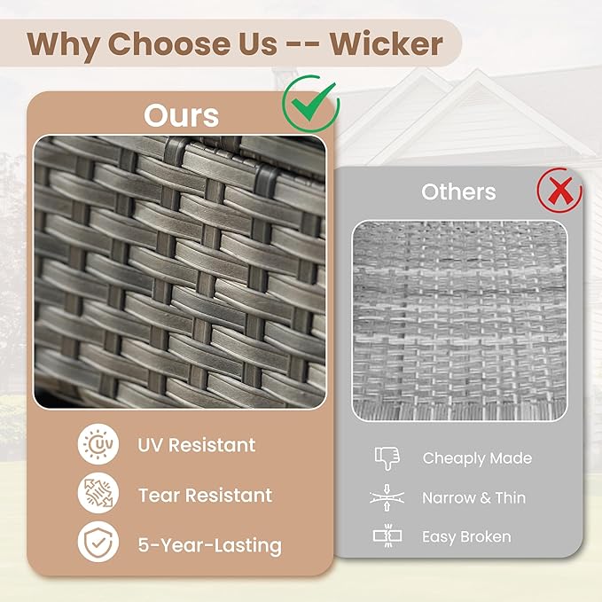 HOOOWOOO Outdoor Patio Furniture Set,10 Pieces Wicker Conversation Set,All Weather Couch Set with Fire Pit Solar Light Table Swivel Chairs Ottoman 9 Seaters for Out Door Yard(Charcoal Gray)