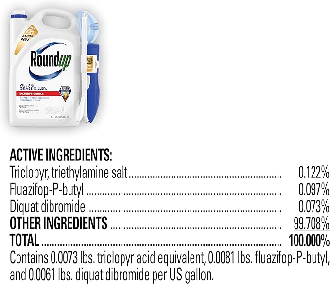 Roundup Weed & Grass Killer₄ with Sure Shot Wand, Use in and Around Flower Beds, Trees, and Driveways, 1 gal.