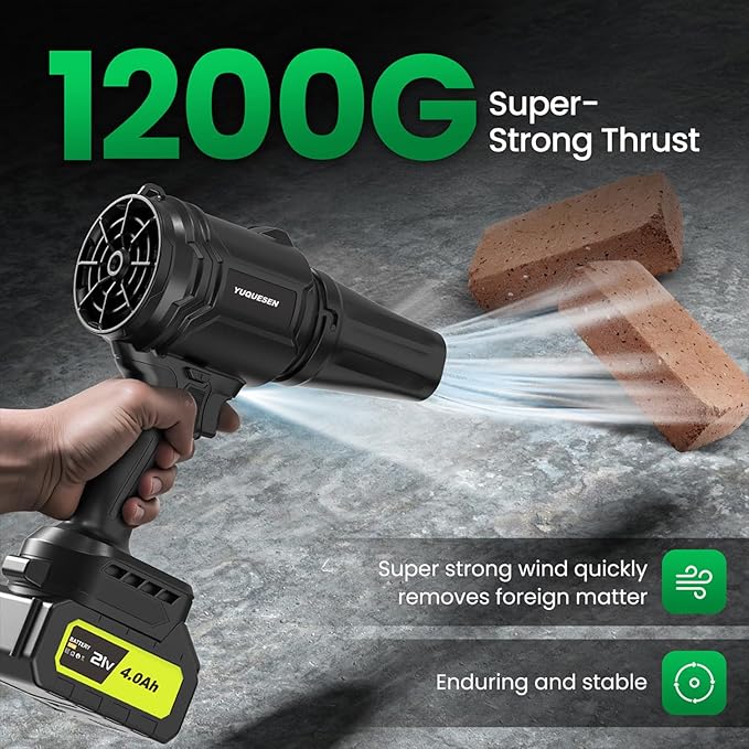 Cordless Leaf Blower, 600000RPM Handheld Leaf Blower with 2 X 4.0Ah Batteries & Charger, Lightweight Leaf Blowers for Patio Cleaning, Lawn Care, Leaves, Dust