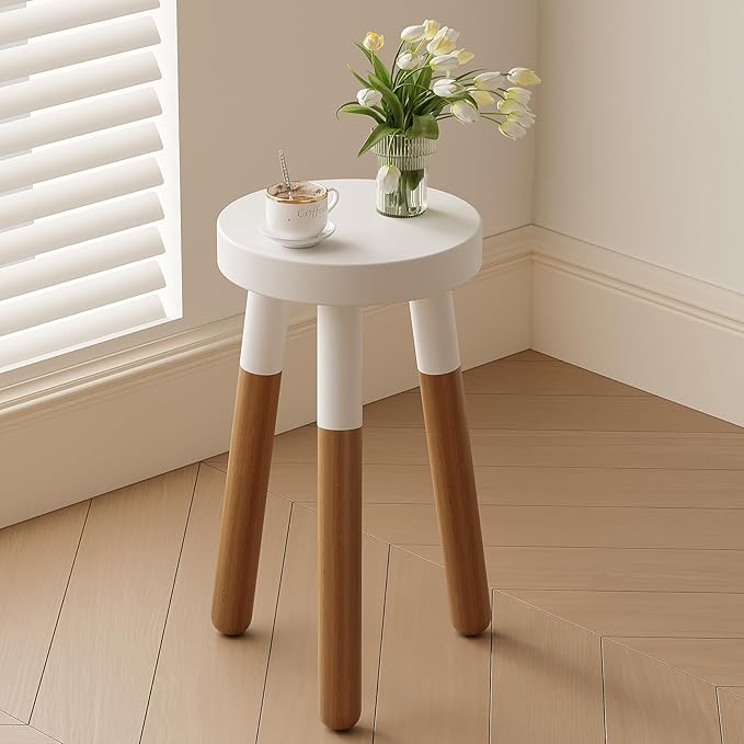 9" Rubber Wood Plant Stool, Wood Accent Stool, Reverse Dipped (16" Tall)