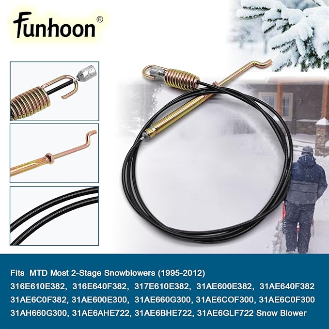 946-0897 Auger Clutch Cable for MTD, Yard Machine, Troy-Bilt, Cub Cadet, Craftsman Snow Blowers Replaces 946-0897A 746-0897 746-0897A