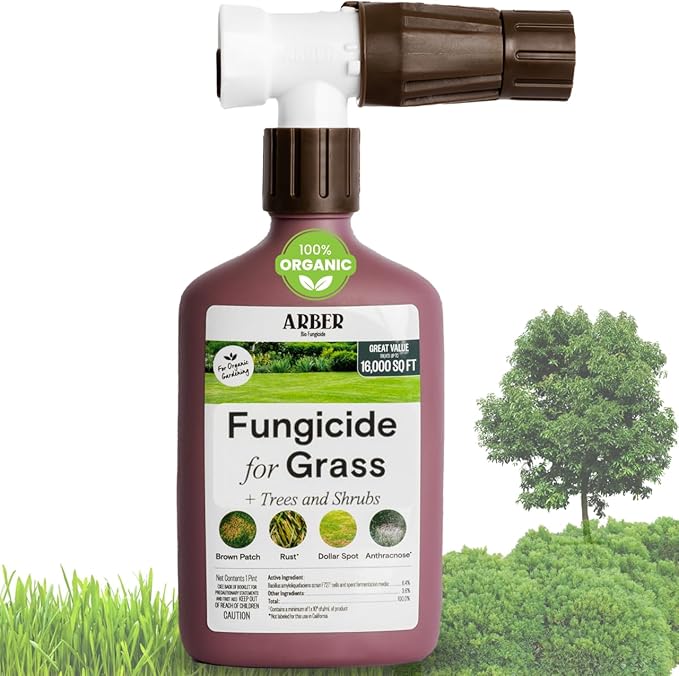 Organic Fungicide for Lawns, Trees & Shrubs – 16oz Ready-to-Spray – Lawn Fungicide for Brown Patch, Rust, Grubs, Disease & Moss – Safe for Grass, Kids & Pets – Lawn Care & Fungus Control