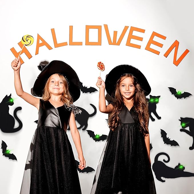 Blulu 8 Pcs Halloween Decorations Outdoor Black Cat Yard Signs with Stakes Scary Silhouette with Glow in The Dark Eyes Corrugated Plastic Waterproof Black Cat Decor for Garden Lawn Patio (Mixed)