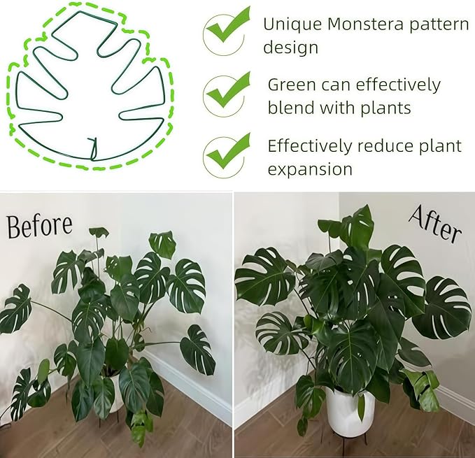 5Pcs Iron Monstera Plant Support, Uniquely Plant Holder Stakes for Indoor Plants, Turtle Shell Bamboo Clamp Set for Thriving Growth Monstera Plant Accessores (Green)