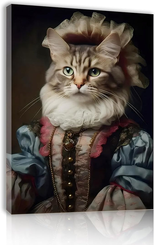 Cat Lovers Gift - 11.5x15 inch Framed Canvas Wall Art for Bathroom, Office, Living Room Persian Cat Art for Home Decor, Unique Housewarming Gift Idea