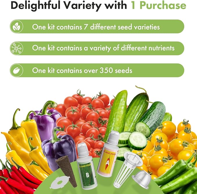 12 Pods Cherry Tomato Seed Pod Kit for AeroGarden, idoo, Ahopegarden Hydroponic Growing System Indoor Include Red Chili/Purple Bell/Green/Yellow Pepper, Golden/Red Cherry Tomato, 400+ Seeds