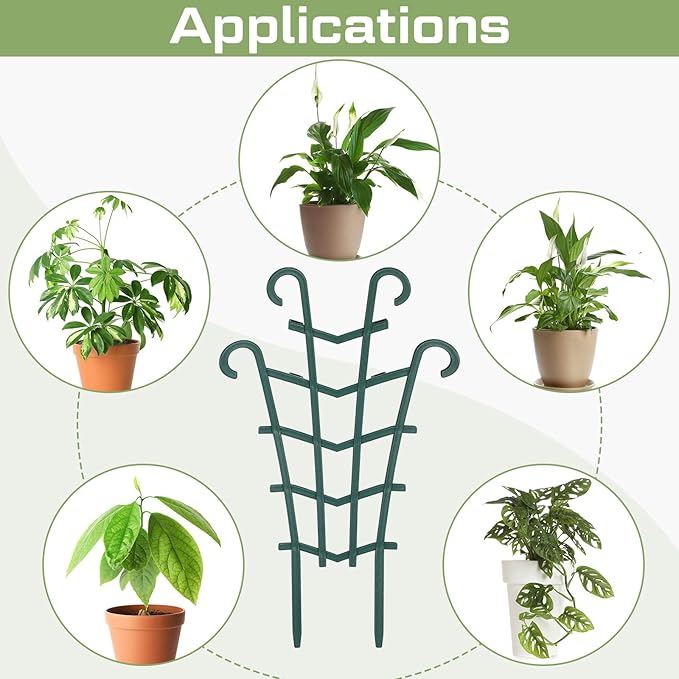 50 Pack Plant Trellis for Pots Garden Trellis for Potted Plants Flower Pots Support Stackable Plastic Mini Trellis for Climbing Plants Peas(Sheep Horn)