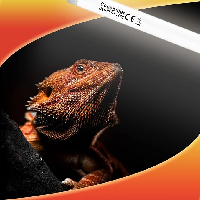 Hypool 2 Pack T8 Strip UVA UVB Reptile Lighting Bulb 18-Inch 15 Watt UVB 10.0 Fluorescent Bulb 10-Percent UVB Desert Pet Habitat Light for Reptiles Amphibian