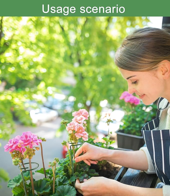 Plant Stake Support - 12 Pack, Garden Single Stem Support Stake Plant Cage Support Rings, Plant Support Stakes for Indoor Plants，for Flowers Phalaenopsis Rose (15.74 inch)