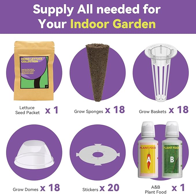 Red Romaine Lettuce Seed Pods for AeroGarden, Ahopegarden, iDOO Hydroponics Growing System Indoor, 400+ Seeds(18-Pods)