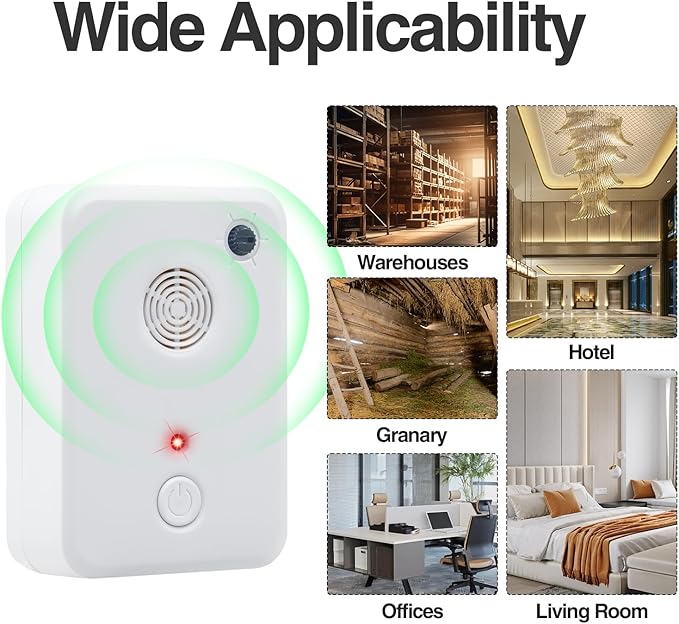 2 Pcs Ultrasonic Bat Repellent for Attic Porch House, Bat Deterrent Devices Indoor, Electronic Plug in Bats Keep Away Reject Repelling System Removal Device for House,Human and Pet Safe