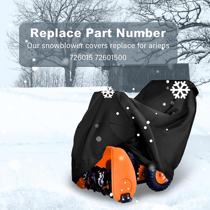 726015 Snow Blower Cover Tarp,Universal Heavy Duty 2-Stage Snowblower Cover Compatible with Ariens,EGO,Honda,Ryobi Cub Cadet,Troy Bilt,Snow Joe,Toro and PowerSmart Outdoor Snow Thrower Cover,Black