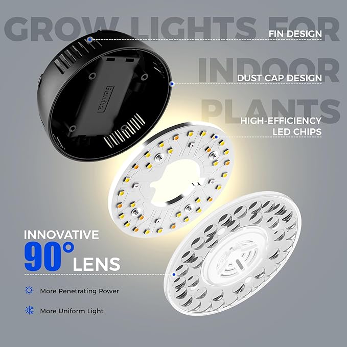 Barrina Orbgrow OG09 Puck Grow Light with Timer, 660nm Red LEDs, 54W(6 x 9W, 810 Watt Equiv), Full Spectrum Plant Light for Indoor Plants, Magnetic & Linkable, 5 Levels Dimmable, 6 Packs, Black