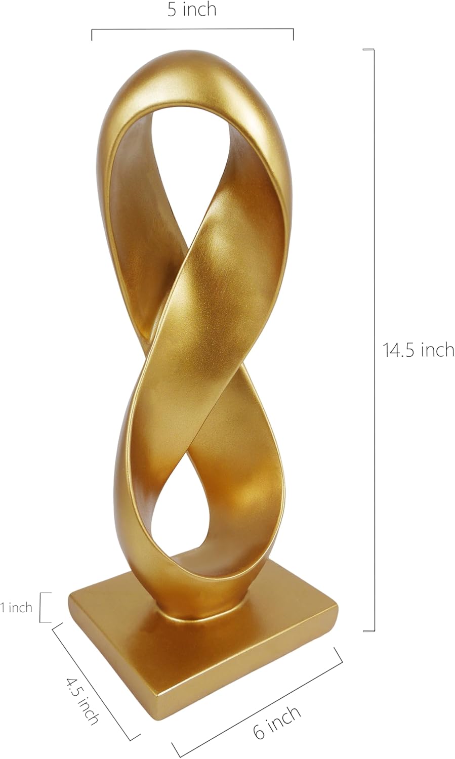 SIMON'S SHOP Modern Statue for Living Room Bedroom Entryway Gold Abstract Centrepiece Infinity Loop Knot Sculpture