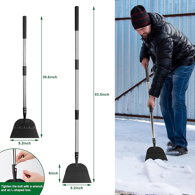 OCGIG Snow Shovel, Ice Scraper, Flat Shovel, 54 inch Ice Removal Tool for Road Outdoor Garden Cleaning Scraper, Folding Snow Ice Chopper for Walkway, Driveway Weeding Tool, Lawn Edging Weed Remove