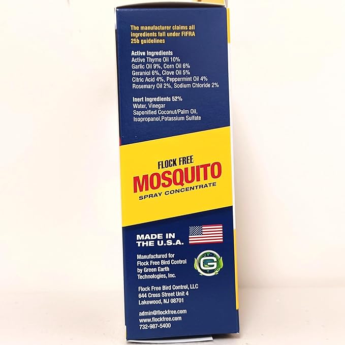 Natural Mosquito Control Spray Concentrate, Repels Mosquitoes, Ticks, Fleas, Flies, Gnats, and Chiggers Away. Makes up to 4 Gallons! (4oz Concentrate)