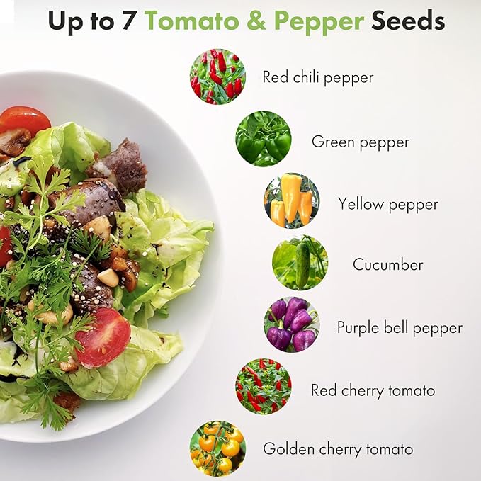 12 Pods Cherry Tomato Seed Pod Kit for AeroGarden, idoo, Ahopegarden Hydroponic Growing System Indoor Include Red Chili/Purple Bell/Green/Yellow Pepper, Golden/Red Cherry Tomato, 400+ Seeds