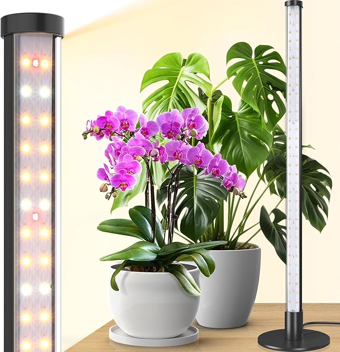 Barrina Standing Grow Light for Indoor Plants, 20W 2FT Desk LED Plant Light, Hanging and Standing, Table Top Full Spectrum Vertical Grow Lights with Stand and On/Off Switch, Ideal for Plants Growth