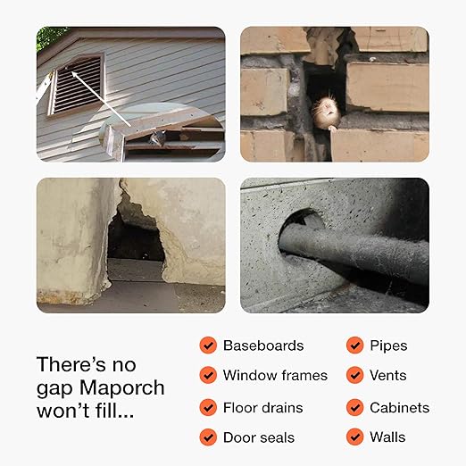 MaPorch Stainless Steel Wool Mouse Hole Filler - 2-Pack, 3.2 in x 7.5 ft - Flexible Gap Filler & Rodent Defense - for Weep Hole & Brick Wall Seals