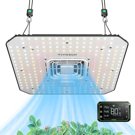 VIVOSUN AeroLight A100, Tunable Spectrum, LED Grow Light 100W with Integrated Circulation Fan & Growhub Controller E42A, Compatible with App & E25, 2x2/2x4Ft Coverage