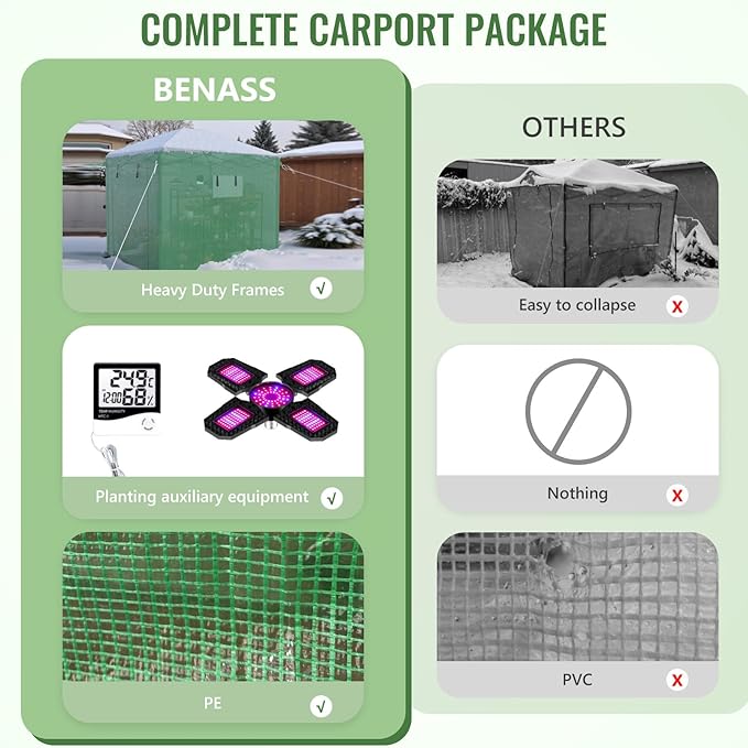 8X12 FT Pop Up Greenhouse,Greenhouse for Outdoors, Portable Walk-in Greenhouses with Roll-Up Zipper Door, PE Cover Greenhouses for Garden and Backyard, Easy Setup